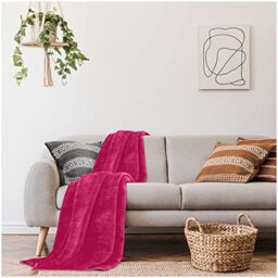 GC GAVENO CAVAILIA Faux Fur Throw Sofa Bed Mink Blanket, Super Soft Fluffy Easy Care Lightweight Luxury Design, Cosy Warm Settee FleeceThrows [King (200X240 Cm), Fuchsia], Fleece
