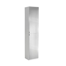 iBathUK Gleam Wall Mounted Double Door Tall Mirror Cabinet with 1 Adjustable Shelf, Soft Close Hinged Doors, Frameless Copper-Free Silver Mirror, Modern Bathroom Storage in Gloss White, 1700mm