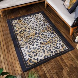 Paoletti Leopardis Leopard Printed Indoor/Outdoor Outdoor Rug - Black/Gold - 120x170cm