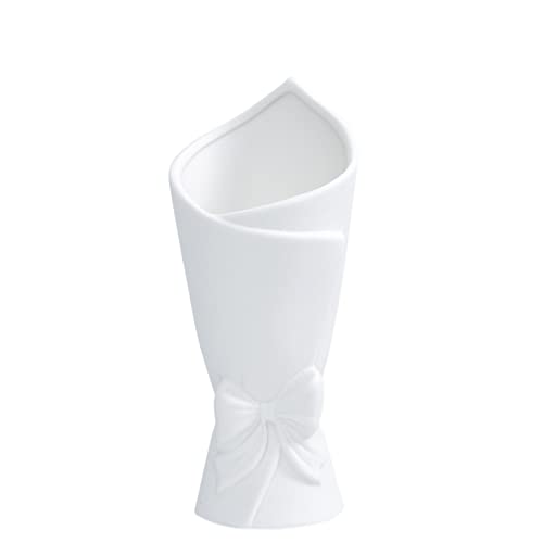 AASHDP White Bowknot Ceramic Vase, Modern Flower Vases for Home Decor, Pampas, Living Room, Mantel, Table Decoration (Model B)