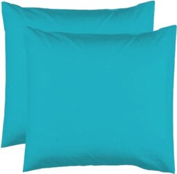 2 Pillowcases 63 x 63 cm – Turquoise Blue – 100% Cotton 57 Thread Count