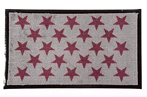 Decorative Coir Entrance Door Mat Red stars 75 cm x 75 cm