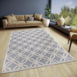 HANSE Home Circle Design Living Room Rug - Flat Weave Modern, Geometric Diamond Pattern, Scandinavian Style Living Room Rug for Dining Room, Children's Room, Hallway - Grey Beige, 67 x 120 cm