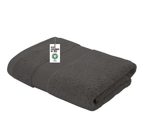 "Delara 100% Organic Cotton Towels 650gsm Plush Feather-Soft Quick Dry GOTS Certified OEKO TEX Certified Organic Cotton Shark Skin Grey 1 Bath Towel 30"" x 58"""