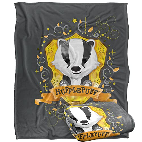HARRY POTTER Watercolor Hufflepuff Crest Officially Licensed Silky Touch Super Soft Throw Blanket 152 x 127 cm