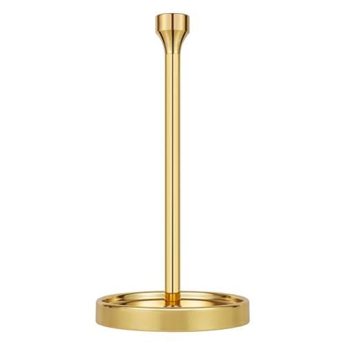 Ivilon Countertop Paper Towel Holder - Modern Bell End Minimalist Design - Color Gold Polished