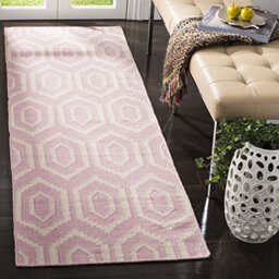 Safavieh Contemporary Indoor Flatweave Runner Area Rug, Dhurrie Collection, DHU556, in Pink / Ivory, 76 X 244 cm for Living Room, Bedroom or Any Indoor Space