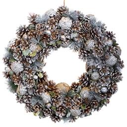 Premium Quality Christmas Hanging Wreath 48cm- Festive Silver Display with Pine Cones