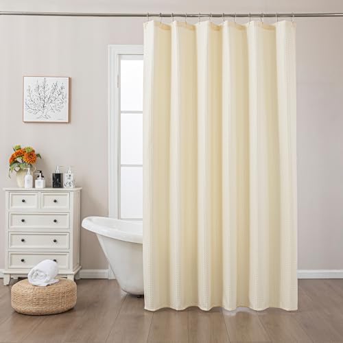 Sonive Waffel Shower Curtain with Grommets L 200xW 180cm Quick-Drying