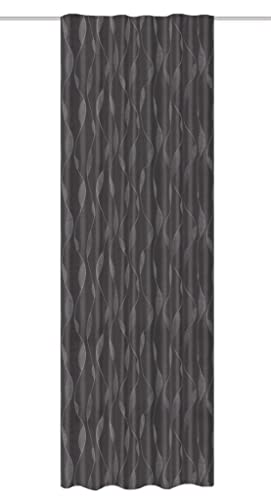 HOME WOHNIDEEN 85198 - Noche Combination Band Curtain with Blackout, Jacquard Pattern, 245 x 140 cm (Height x Width), Colour: (Anthracite)
