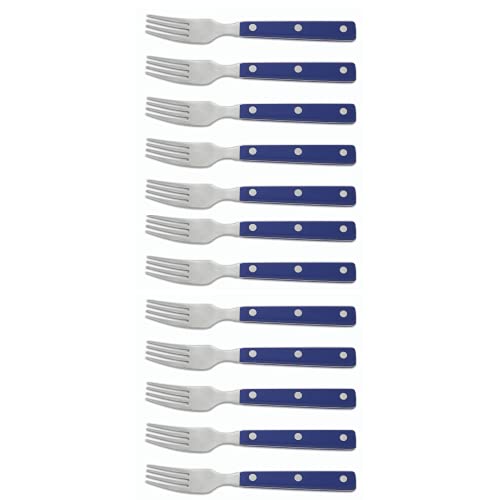 Arcos Table Knives - Box 12 Pieces Steak Fork - Stainless Steel 18/10 and 195 mm (7.68 Inch) - Handle Polyoxymethylene (POM) Blue Colour (12 Piece)