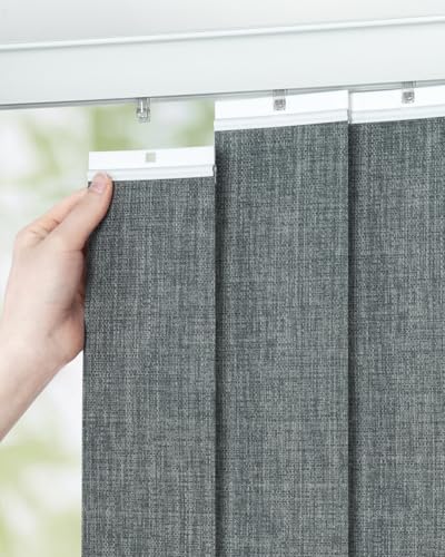 "UNISHADES Vertical Blind Replacement Slats for Indoor Windows ??? Blackout Window Treatment for Home or Office, Room Darkening, 25-Pack Grey, 3.5"" x 82.5"""