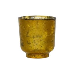Ivyline Metallic Candle Holder in Gold - Modern Glass Candlestick - Elegant Table Centrepiece Decoration - H9.5 x W9 cm