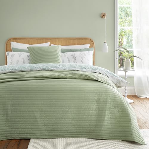 Bianca Quilted Lines 220x230cm Bedspread Sage Green