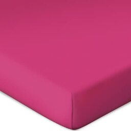 Bassetti Topper 9302353 Fitted Sheet Plain Fuchsia 576 Cotton and Elastane 90 x 190 cm 100 x 220 cm