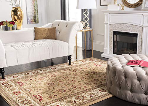 Safavieh Traditional Rug for Living Room, Dining Room, Bedroom - Lyndhurst Collection, Short Pile, in Beige and Ivory, 160 X 230 cm