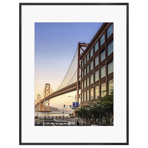 Frametory 14x18 Aluminum Picture Frame - Black, 14 x 18 Inch with Removable Mat for 11 x 14 Photo - Durable Metal Frame with Real Glass - Sawtooth Hanger for Easy Wall Display - 1 Pack