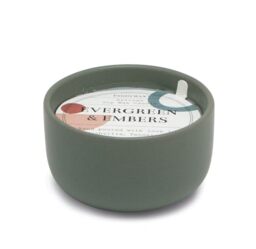 Paddywax Scented Candles Wabi Sabi Collection Fragrant Candle in Reusable Colorful Ceramic Bowl, 99g, Evergreen & Embers