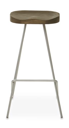 Premier Housewares Silver Metal Frame Bar Stool Pedestal Base Bar Stool With Foot Rest/Breakfast Bar Stools/Adustable/Stool / W44 x D47 x H78cm.