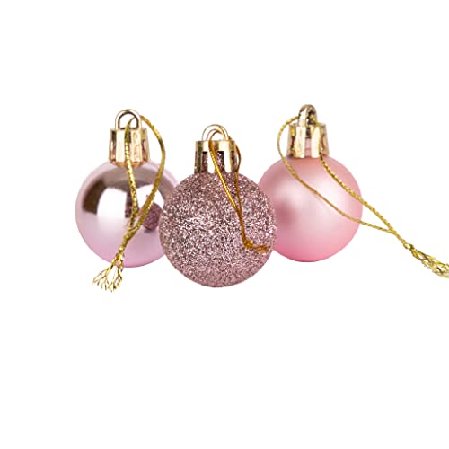 30mm/12Pcs Christmas Baubles Shatterproof Pale Pink, Christmas Tree Decorations Ball Ornaments Balls Xmas Hanging Decorations Holiday Decor - Shiny,Matte,Glitter