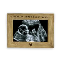 "eBuyGB Baby Scan Photo Frame, Love At First Heart Beat, New Parent Gift, Pregnancy Announcement Picture Frame, 4"" x 6"", Beige"