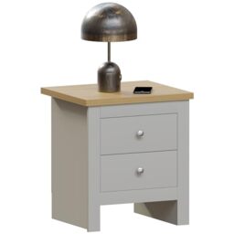 Vida Designs Arlington 2 Drawer Bedside Cabinet Chest of Drawers Table Storage Bedroom (Grey)