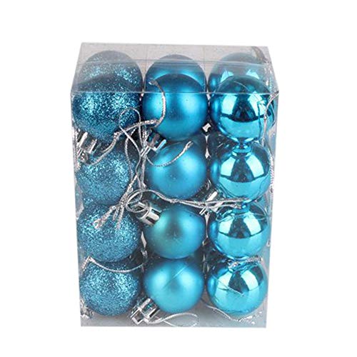 30mm/12Pcs Christmas Baubles Shatterproof Teal Blue, Christmas Tree Decorations Ball Ornaments Balls Xmas Hanging Decorations Holiday Decor - Shiny,Matte,Glitter