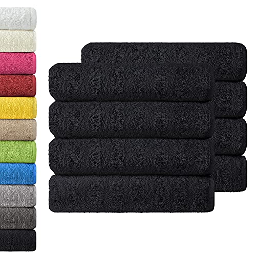 GREEN MARK Hand Towels - Set of 8 – 100% Cotton, Soft & Absorbent, Premium Quality for Bathroom, Spa and Gym, 50 × 100 cm, Black
