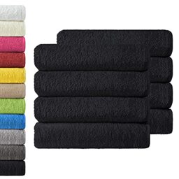 GREEN MARK Hand Towels - Set of 8 – 100% Cotton, Soft & Absorbent, Premium Quality for Bathroom, Spa and Gym, 50 × 100 cm, Black