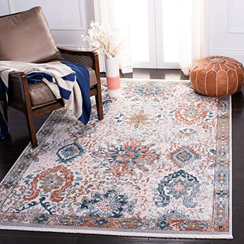 Safavieh Contemporary Rug for Living Room Dining Room Bedroom - Shivan Collection Short Pile Grey and Blue 4ft x 72in