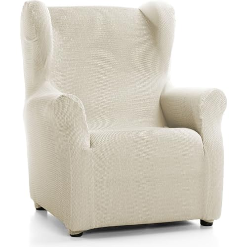 ECOMMERC3 - Elastic and Extra Soft Ivory Armchair Cover - Adjustable Earmuff Armchair Cover 100% Made in Spain