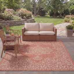 Safavieh Contemporary Indoor/Outdoor Woven Rectangle Area Rug, Courtyard Collection, CY8481, in Terracotta / Beige, 201 X 290 cm for Garden, Patio or Any Outdoor Space
