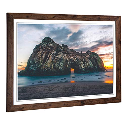 Big Box Art Framed Print of Island Beach Landscape Design - Wall Art Picture - Home Decor for Kitchen, Living, Dining Room, Lounge, Bedroom, Hallway, Office, Walnut, A2 / 24.5x18 Inch / 62x45cm