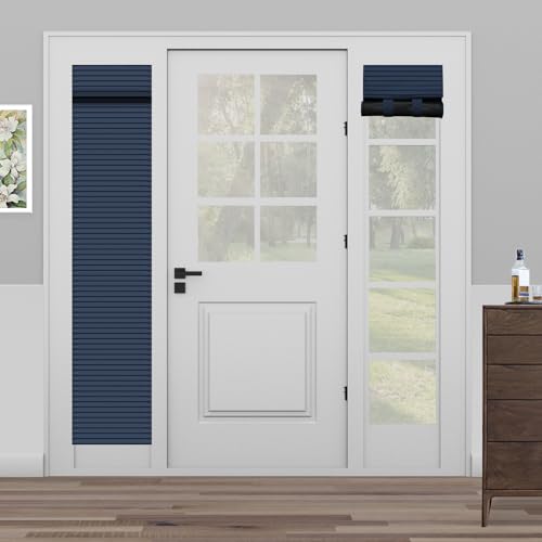 "Muamar French Door Window Curtain Privacy Screen Front Door Window Curtain Blind Style Door Window Cover 1 Panel (Navy, W 12"" x L 70"")"