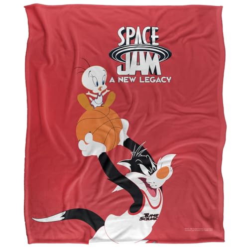 Space Jam 2 Sylvestor and Tweety Mono Color Silky Touch Super Soft Throw Blanket 152 X 127 cm, White