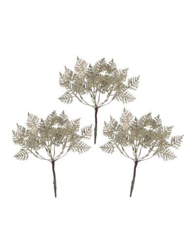 Set of 3 Gold Glitter Leaf Christmas Tree Picks, 19cm Sprays