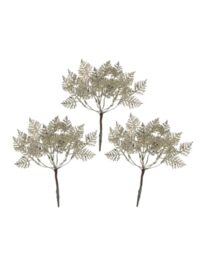 Set of 3 Gold Glitter Leaf Christmas Tree Picks, 19cm Sprays