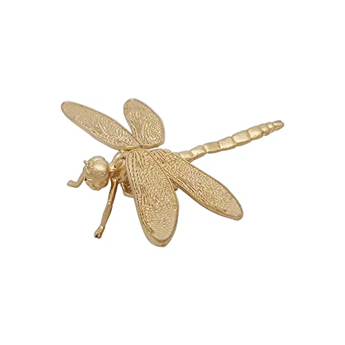 Tricune Gold Dragonfly Sculpture Solid Metal Insect Ornament Mini Insect Figurine for Home Office Garden Desktop Decor (Dragonfly)