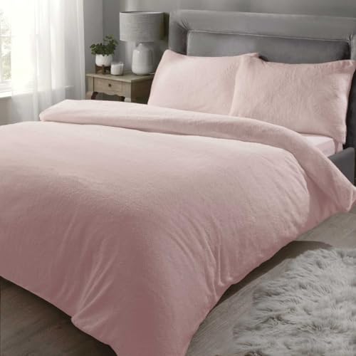 Rapport Teddy Bear Luxurious Super Soft Warm Duvet Quilt Duvet Cover Bed Set, Pink, Double