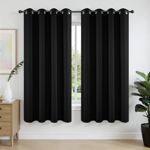 Joydeco Blackout Curtains 84 Inch Length 2 Panels Set, Thermal Insulated Long Drapes 2 Burg, Room Darkening Grommet Curtains for Living Room Bedroom Window