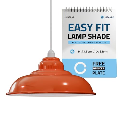 LEDSone Vintage Ceiling Light Semi-Flush Mount with E27 Fitting 22cm Conical Lampshade Ceiling Light Fixture for Bedroom Kitchen Living Room Easy Fit Anti Rust Durable Metal (Orange)