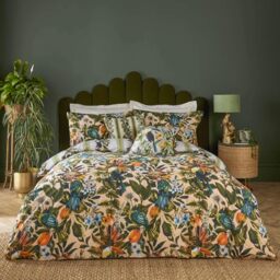 furn. Leilani Duvet Cover Set – Tropical Floral Rainforest Reversible Cotton Blend (Multicolour – Double)