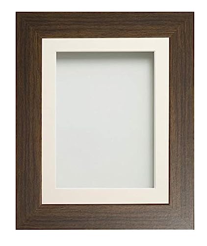 Frame Company Watson Brown Picture Photo Frame fitted with Perspex, 12x10 inch with Ivory Mount for image size 7x5 inch
