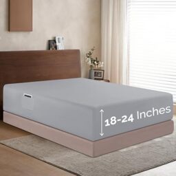 Elegant Comfort 1500 Premium Hotel Quality 18-24 Inches Deep - Extra Deep Pocket Single Fitted Sheet for High Mattress, Luxury and Softest, Smart Pocket - Wrinkle Free, Twin/Twin XL, Silver