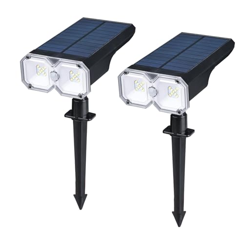 GRIFEMA 2 Pack Solar Spot Lights Outdoor Garden, 5 Mode, 18 LED, Solar Powered Wall Lights, IPX65 Waterproof for Garden Yard Driveway Porch Walkway GD251-2, Black