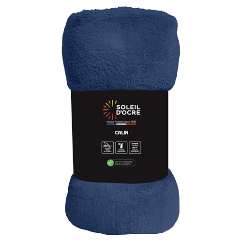Soleil d'ocre, Flannel Blanket 220 x 240 cm Calin Navy