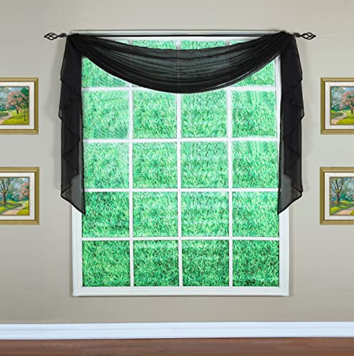 "Today's Curtain Emelia Original Voile Scarf 144"", Black, 45"" W x 144"" L"