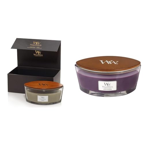 WoodWick Scented Candles Gift Set Fireside Ellipse Scented Candle with Crackling Wick Up to 50 Hours Burn Time Gift Box 1 Count & Ellipse Scented Candle with Crackling Wick, Spiced BlackBerry