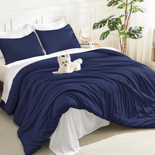 Litanika Indigo Twin XL Comforter Set, 2 Pieces Extra Long Dorm Bedding - Soft Fluffy College Dorm Down Alternative All Season Quilt Blanket
