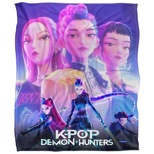 K-Pop Demon Hunters - Ready To Fight Huntrix Huntr/X Silky Touch Super Soft Throw Blanket 152 X 127 cm, White